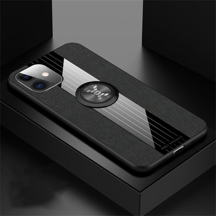 For iPhone 11 XINLI Stitching Cloth Textue Shockproof TPU Protective Case with Ring Holder