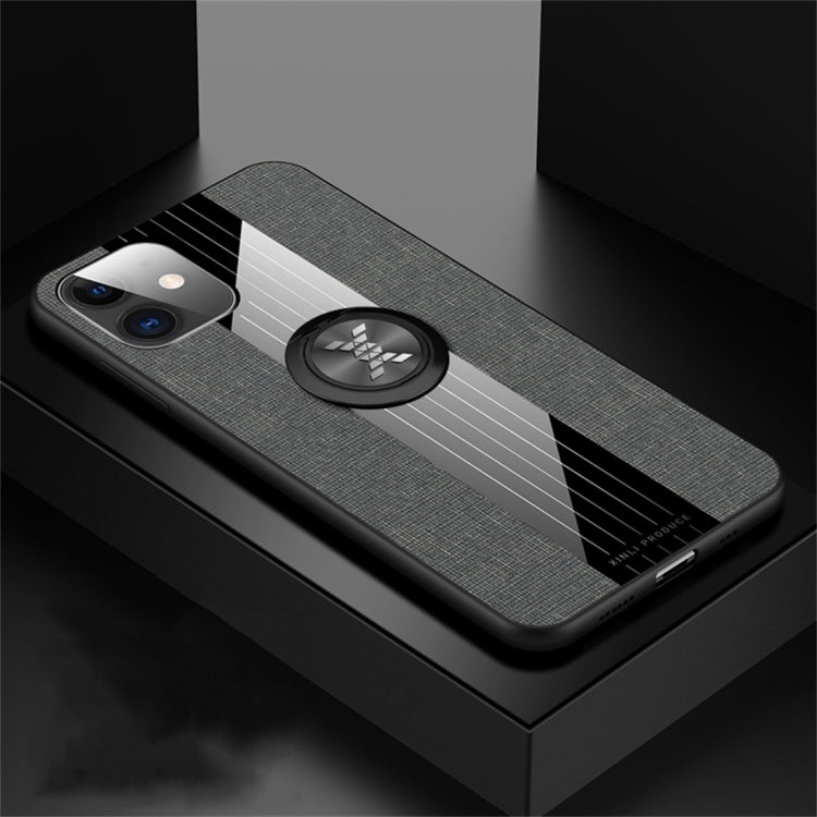 For iPhone 11 XINLI Stitching Cloth Textue Shockproof TPU Protective Case with Ring Holder
