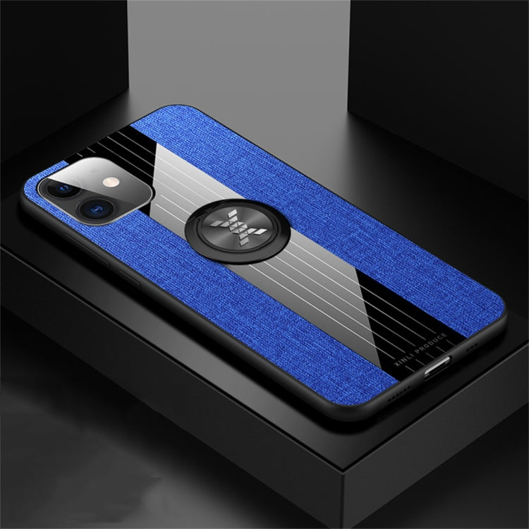 For iPhone 11 XINLI Stitching Cloth Textue Shockproof TPU Protective Case with Ring Holder