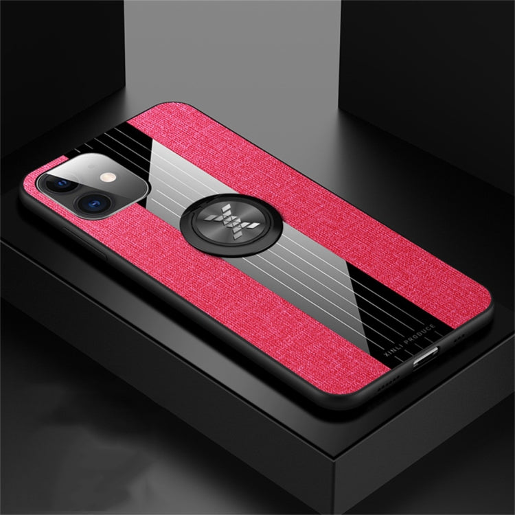 For iPhone 11 XINLI Stitching Cloth Textue Shockproof TPU Protective Case with Ring Holder