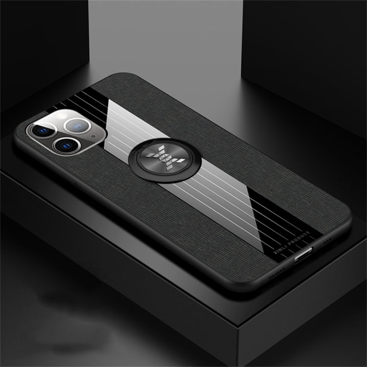 For iPhone 11 Pro XINLI Stitching Cloth Textue Shockproof TPU Protective Case with Ring Holder