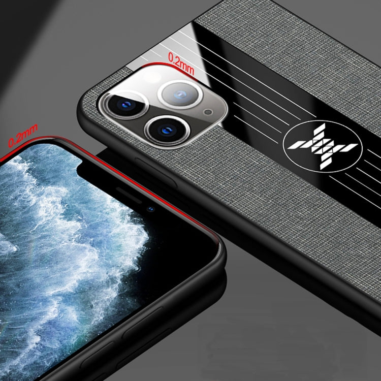 For iPhone 11 Pro XINLI Stitching Cloth Textue Shockproof TPU Protective Case with Ring Holder