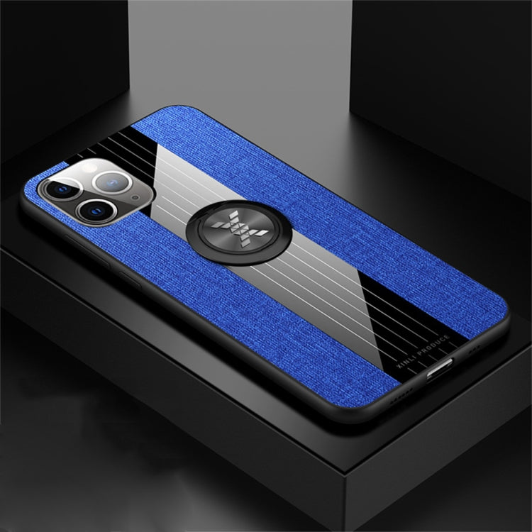 For iPhone 11 Pro XINLI Stitching Cloth Textue Shockproof TPU Protective Case with Ring Holder