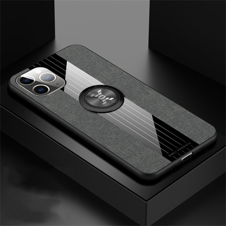 For iPhone 11 Pro Max XINLI Stitching Cloth Textue Shockproof TPU Protective Case with Ring Holder