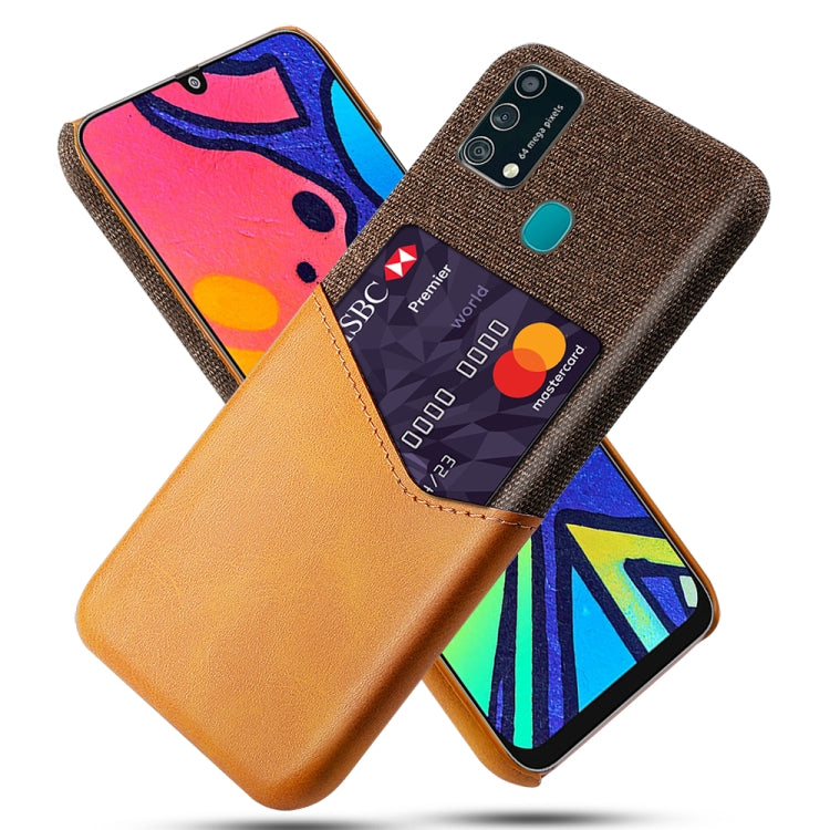 For Samsung Galaxy F41 Cloth Texture PC + PU Leather Back Cover Shockproof Case with Card Slot