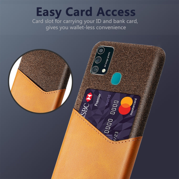For Samsung Galaxy F41 Cloth Texture PC + PU Leather Back Cover Shockproof Case with Card Slot