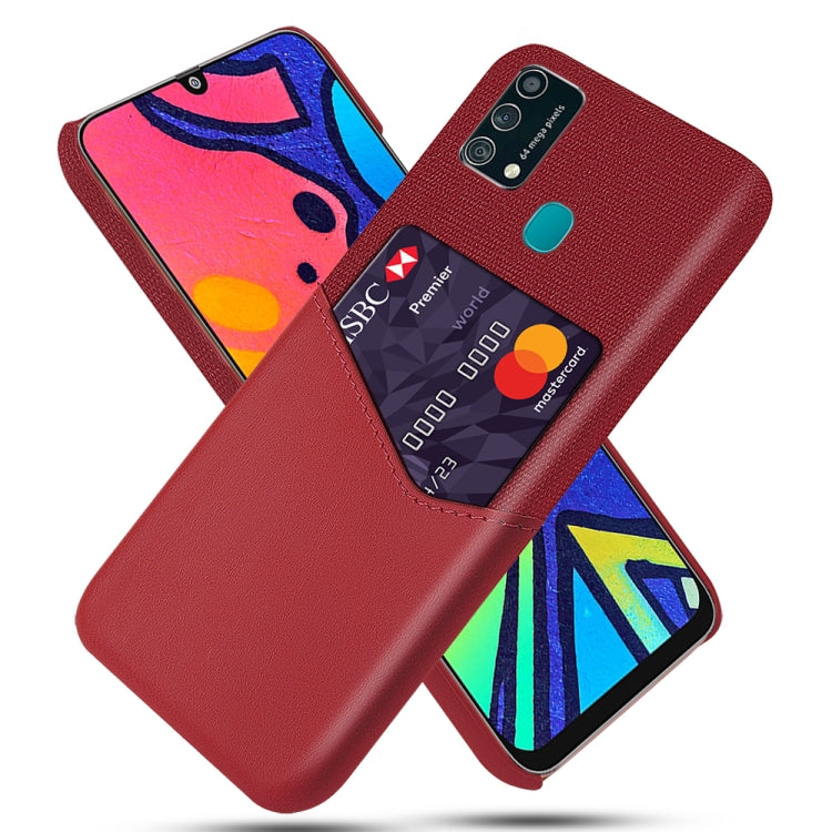 For Samsung Galaxy F41 Cloth Texture PC + PU Leather Back Cover Shockproof Case with Card Slot
