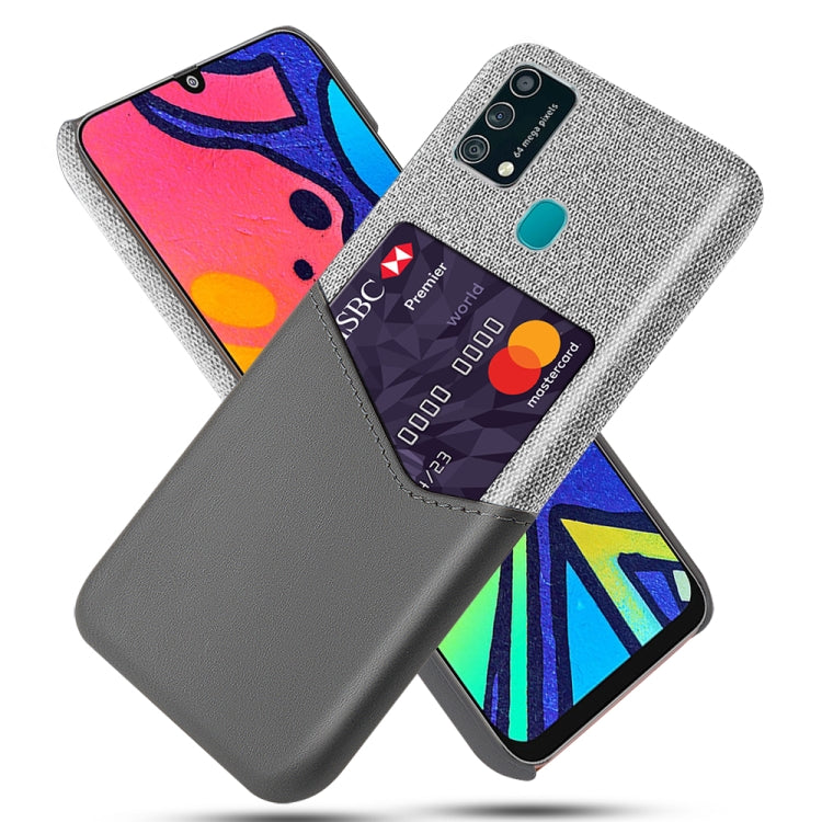 For Samsung Galaxy F41 Cloth Texture PC + PU Leather Back Cover Shockproof Case with Card Slot