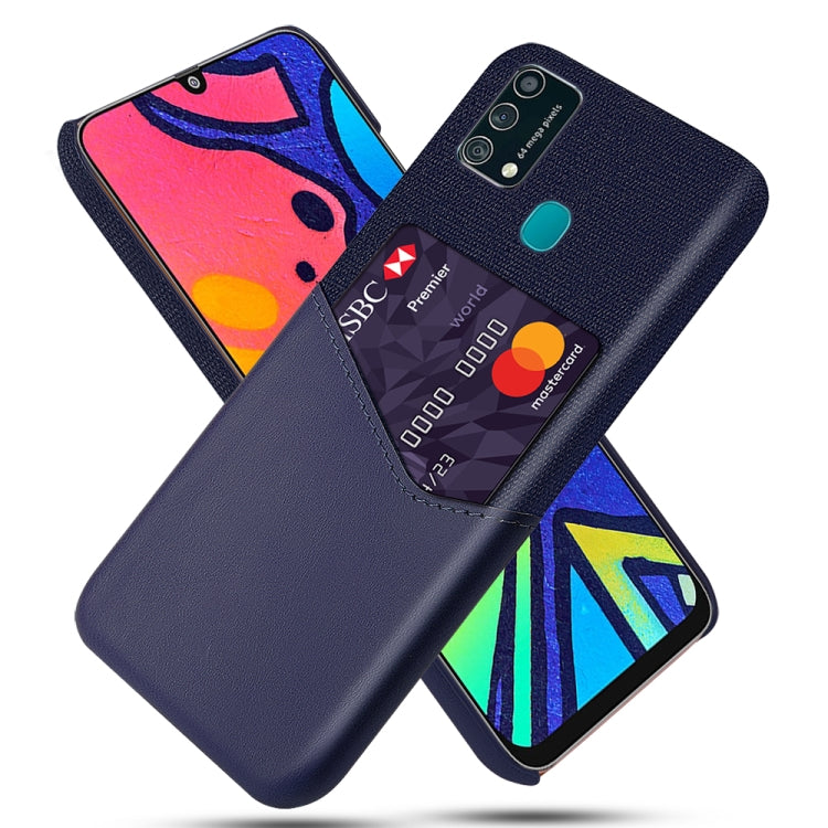 For Samsung Galaxy F41 Cloth Texture PC + PU Leather Back Cover Shockproof Case with Card Slot