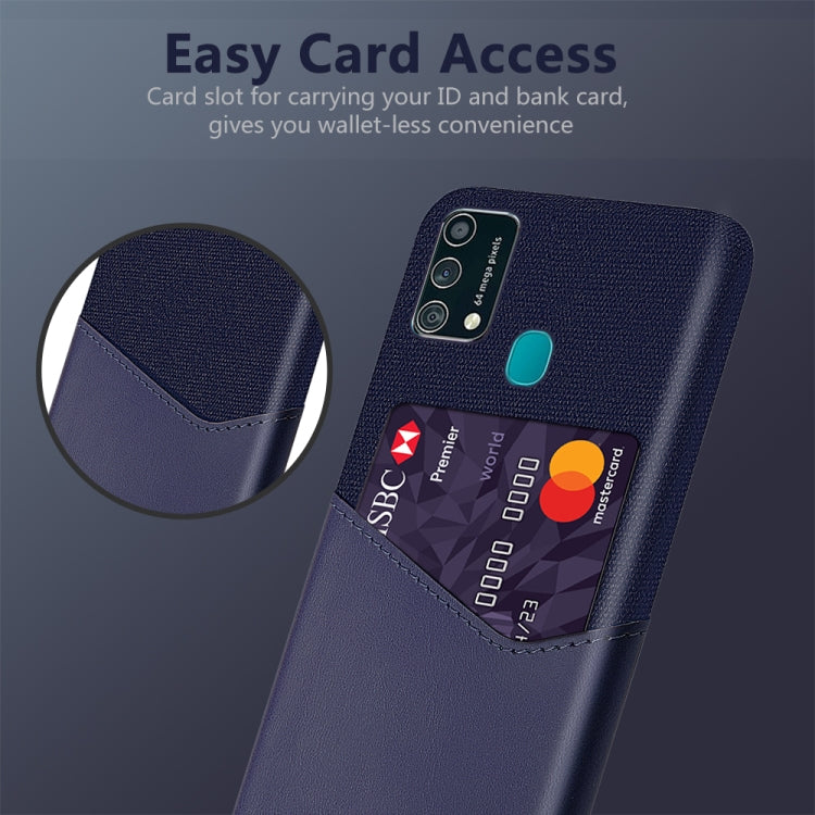 For Samsung Galaxy F41 Cloth Texture PC + PU Leather Back Cover Shockproof Case with Card Slot