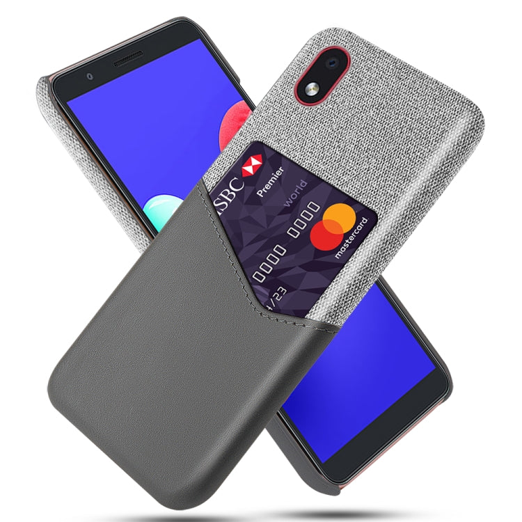 For Samsung Galaxy M01 Core Cloth Texture PC + PU Leather Back Cover Shockproof Case with Card Slot