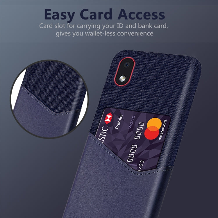 For Samsung Galaxy M01 Core Cloth Texture PC + PU Leather Back Cover Shockproof Case with Card Slot