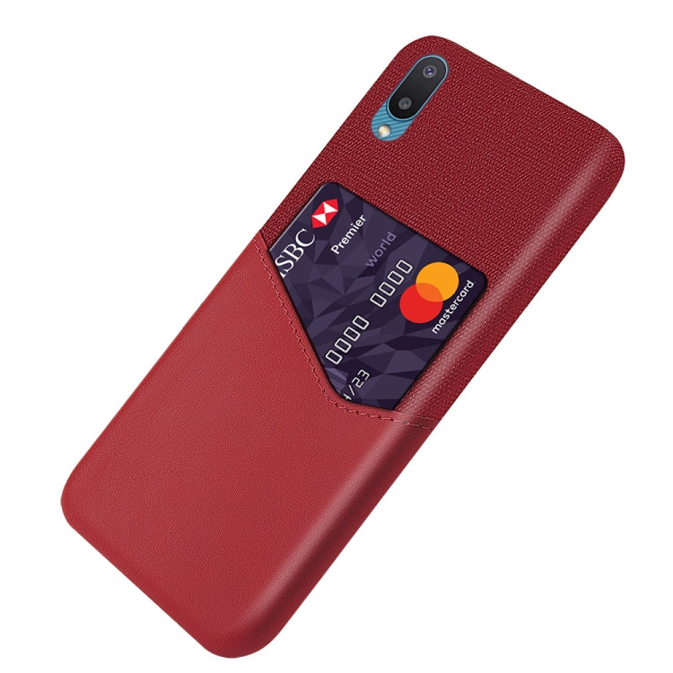 For Samsung Galaxy M02 Cloth Texture PC + PU Leather Back Cover Shockproof Case with Card Slot