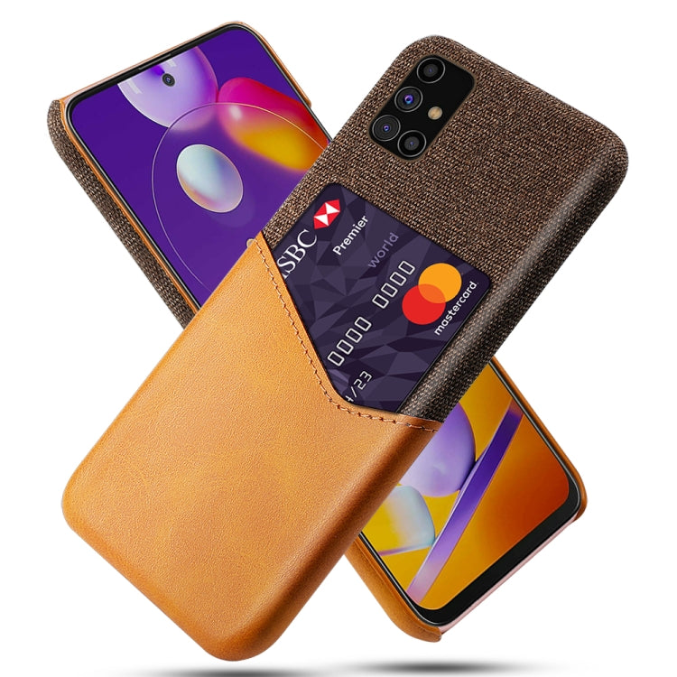 For Samsung Galaxy M31s Cloth Texture PC + PU Leather Back Cover Shockproof Case with Card Slot