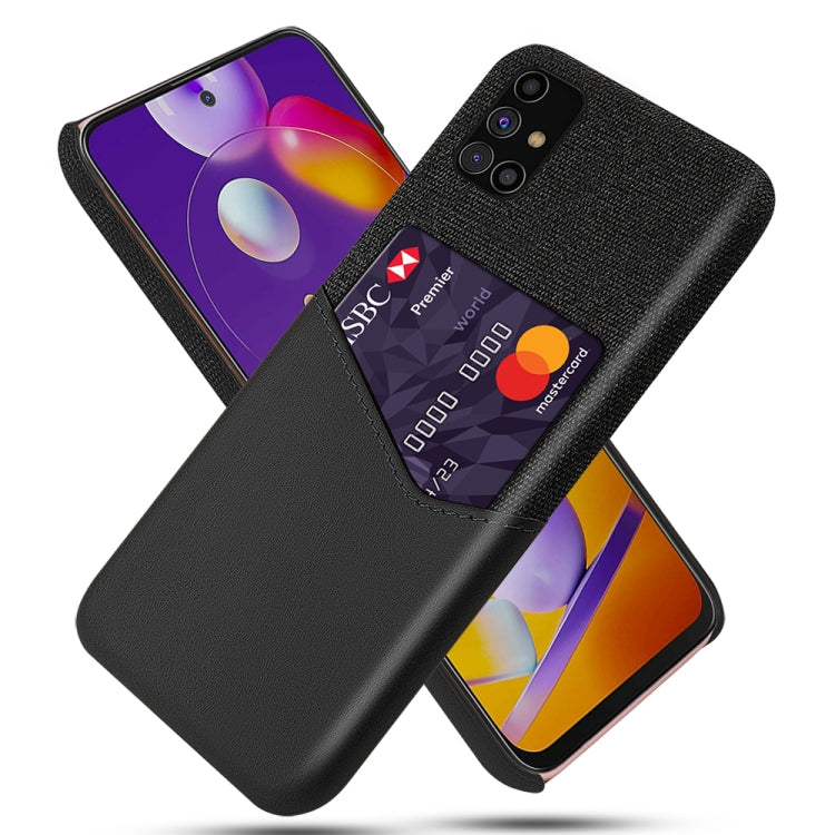 For Samsung Galaxy M31s Cloth Texture PC + PU Leather Back Cover Shockproof Case with Card Slot