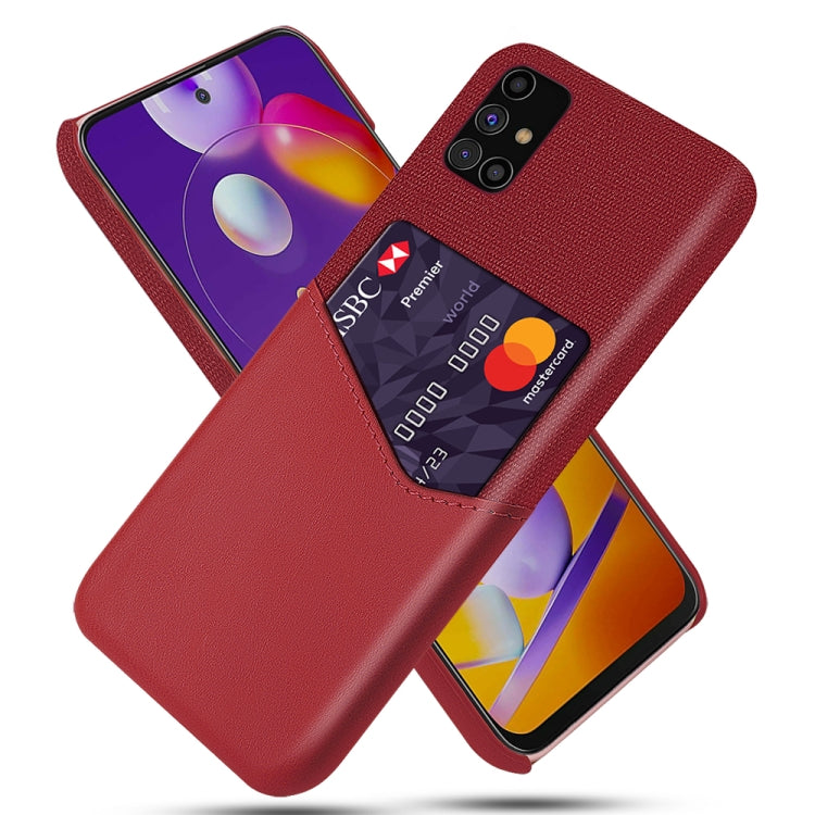 For Samsung Galaxy M31s Cloth Texture PC + PU Leather Back Cover Shockproof Case with Card Slot