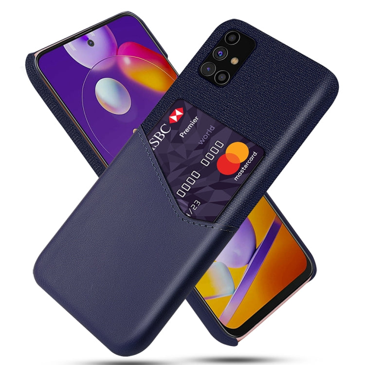 For Samsung Galaxy M31s Cloth Texture PC + PU Leather Back Cover Shockproof Case with Card Slot