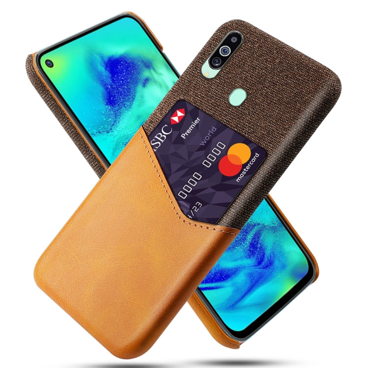 For Samsung Galaxy M40 Cloth Texture PC + PU Leather Back Cover Shockproof Case with Card Slot