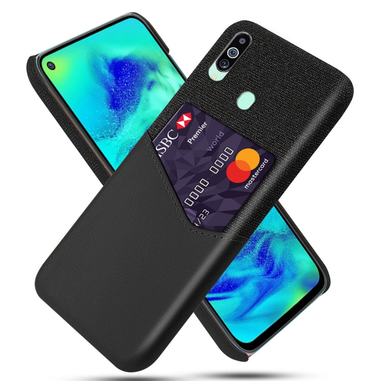 For Samsung Galaxy M40 Cloth Texture PC + PU Leather Back Cover Shockproof Case with Card Slot