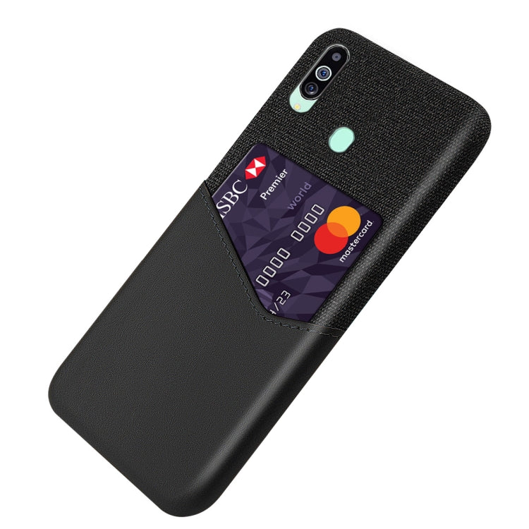 For Samsung Galaxy M40 Cloth Texture PC + PU Leather Back Cover Shockproof Case with Card Slot