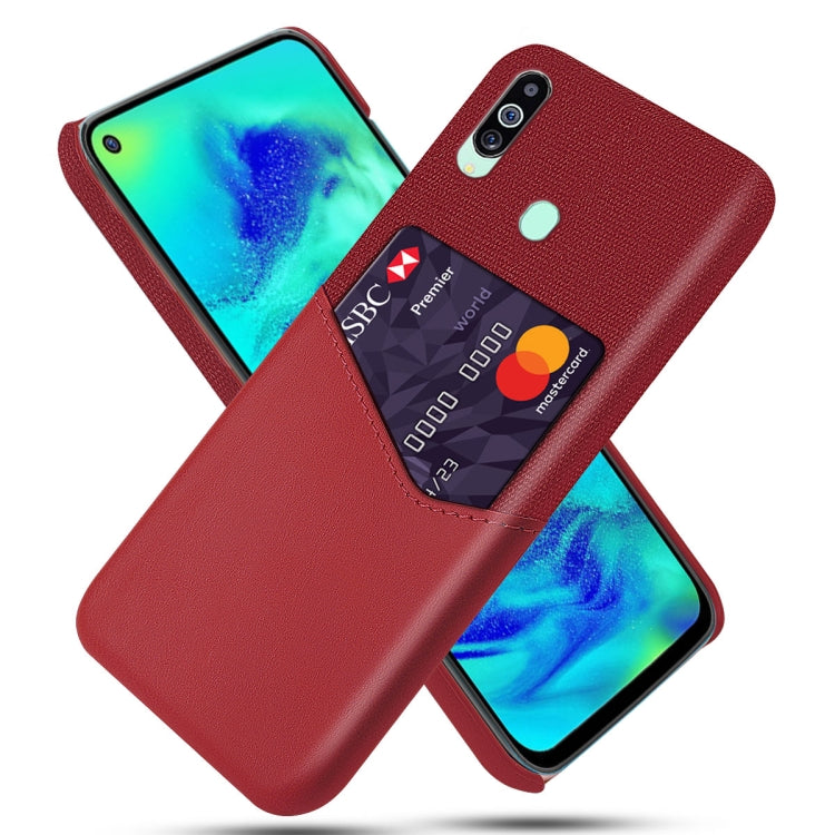 For Samsung Galaxy M40 Cloth Texture PC + PU Leather Back Cover Shockproof Case with Card Slot