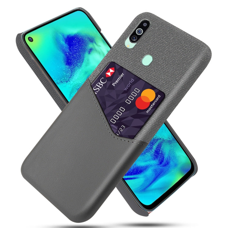 For Samsung Galaxy M40 Cloth Texture PC + PU Leather Back Cover Shockproof Case with Card Slot