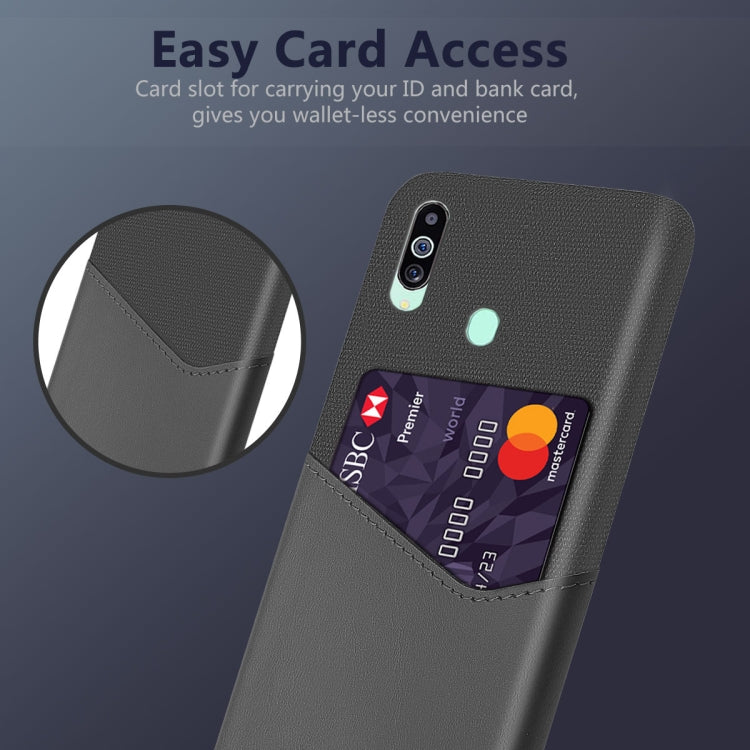 For Samsung Galaxy M40 Cloth Texture PC + PU Leather Back Cover Shockproof Case with Card Slot