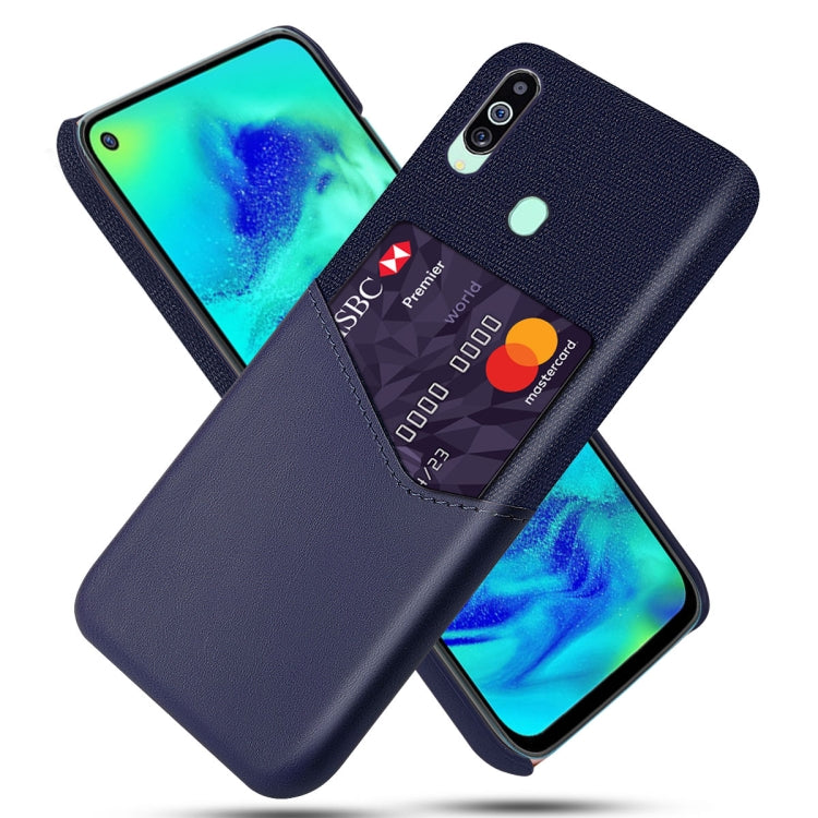 For Samsung Galaxy M40 Cloth Texture PC + PU Leather Back Cover Shockproof Case with Card Slot