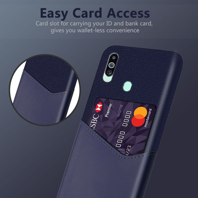 For Samsung Galaxy M40 Cloth Texture PC + PU Leather Back Cover Shockproof Case with Card Slot