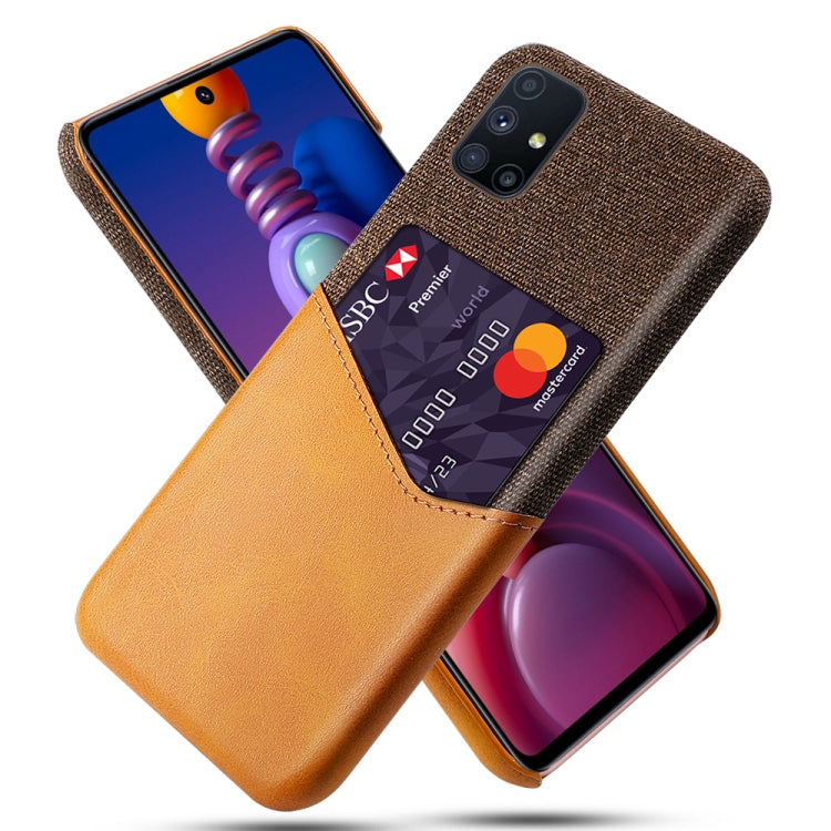 For Samsung Galaxy M51 Cloth Texture PC + PU Leather Back Cover Shockproof Case with Card Slot