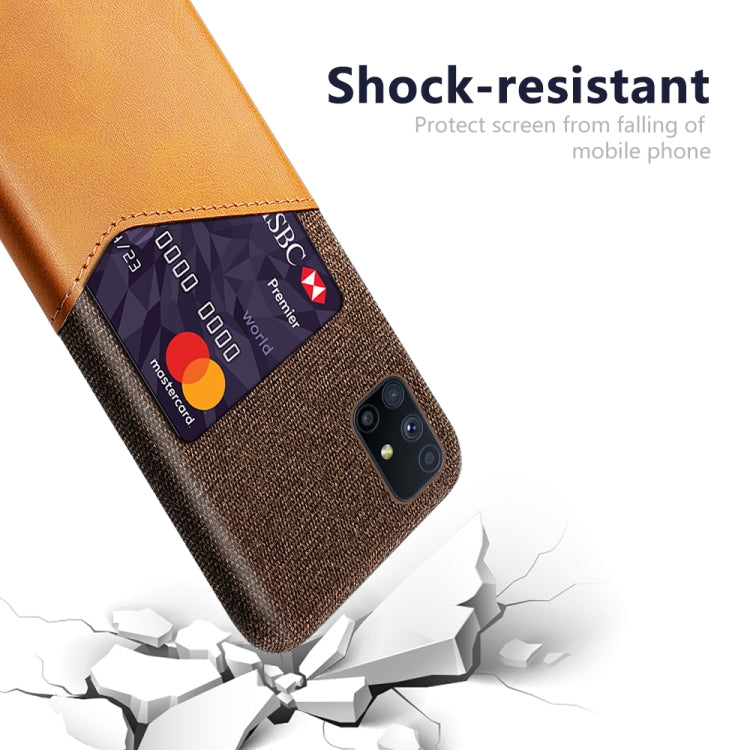 For Samsung Galaxy M51 Cloth Texture PC + PU Leather Back Cover Shockproof Case with Card Slot