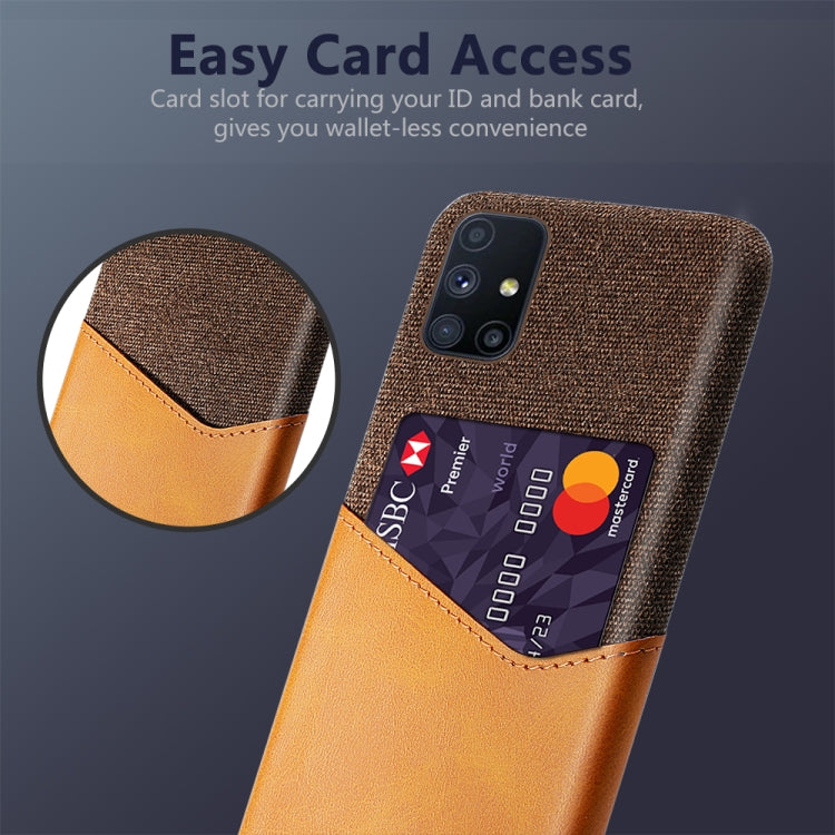 For Samsung Galaxy M51 Cloth Texture PC + PU Leather Back Cover Shockproof Case with Card Slot