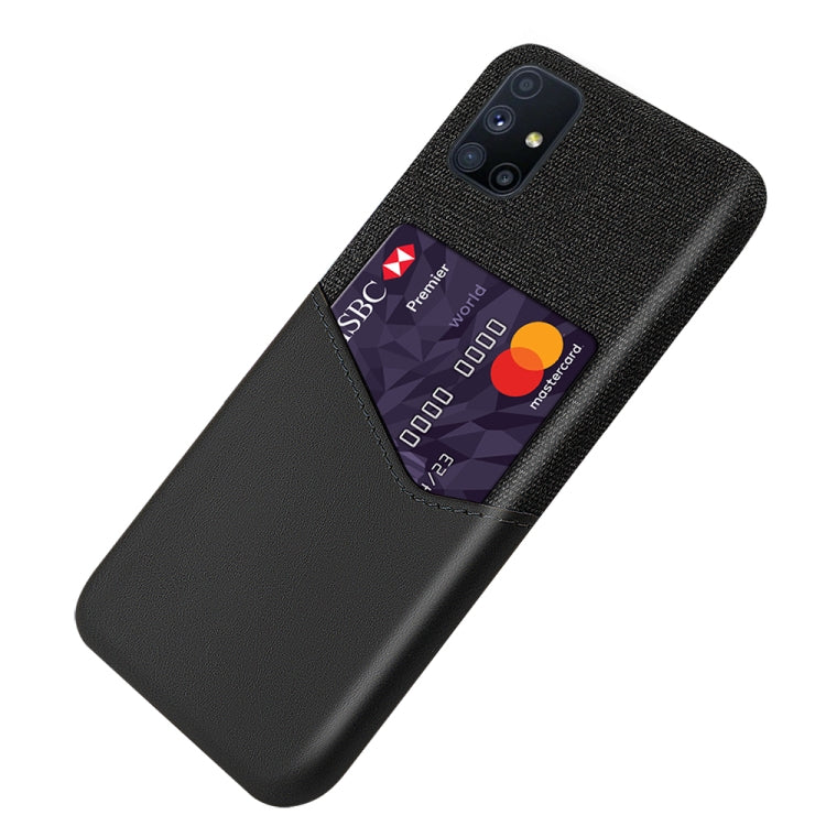 For Samsung Galaxy M51 Cloth Texture PC + PU Leather Back Cover Shockproof Case with Card Slot