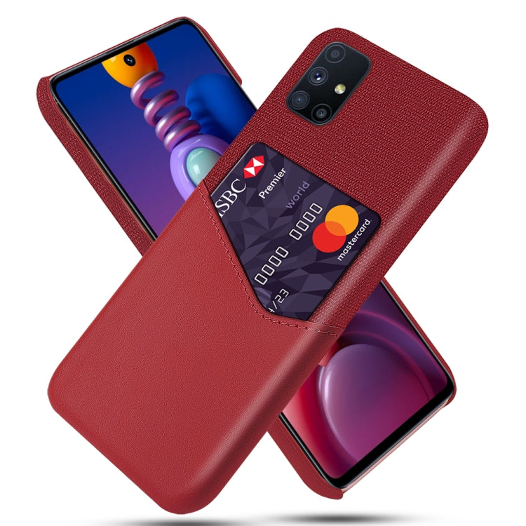 For Samsung Galaxy M51 Cloth Texture PC + PU Leather Back Cover Shockproof Case with Card Slot
