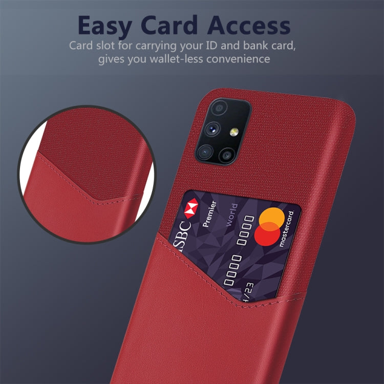 For Samsung Galaxy M51 Cloth Texture PC + PU Leather Back Cover Shockproof Case with Card Slot