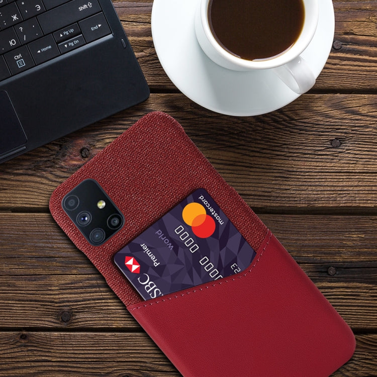 For Samsung Galaxy M51 Cloth Texture PC + PU Leather Back Cover Shockproof Case with Card Slot