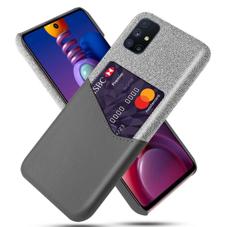 For Samsung Galaxy M51 Cloth Texture PC + PU Leather Back Cover Shockproof Case with Card Slot