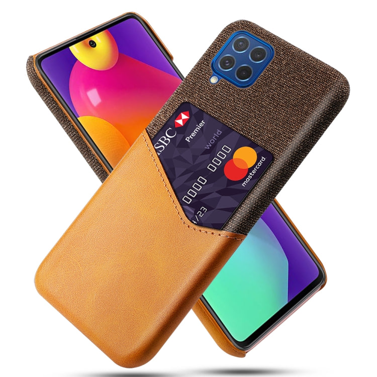 For Samsung Galaxy M62 Cloth Texture PC + PU Leather Back Cover Shockproof Case with Card Slot