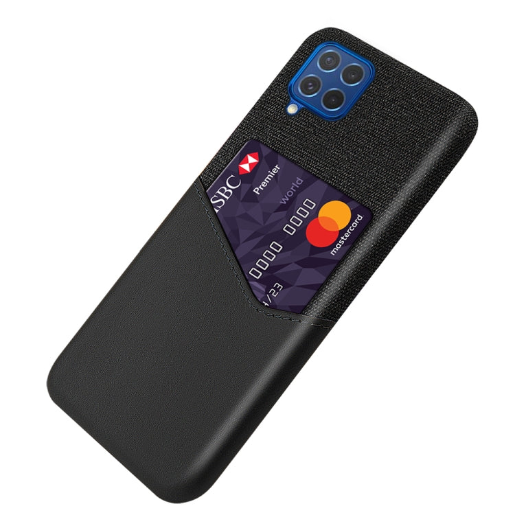 For Samsung Galaxy M62 Cloth Texture PC + PU Leather Back Cover Shockproof Case with Card Slot
