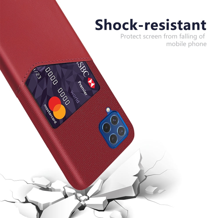 For Samsung Galaxy M62 Cloth Texture PC + PU Leather Back Cover Shockproof Case with Card Slot