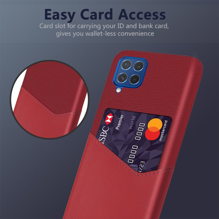 For Samsung Galaxy M62 Cloth Texture PC + PU Leather Back Cover Shockproof Case with Card Slot