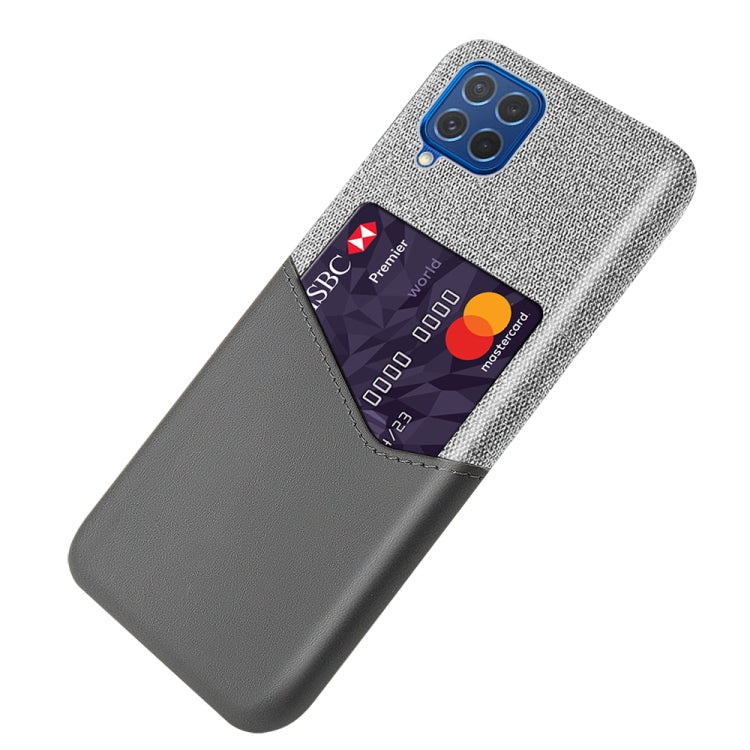 For Samsung Galaxy M62 Cloth Texture PC + PU Leather Back Cover Shockproof Case with Card Slot