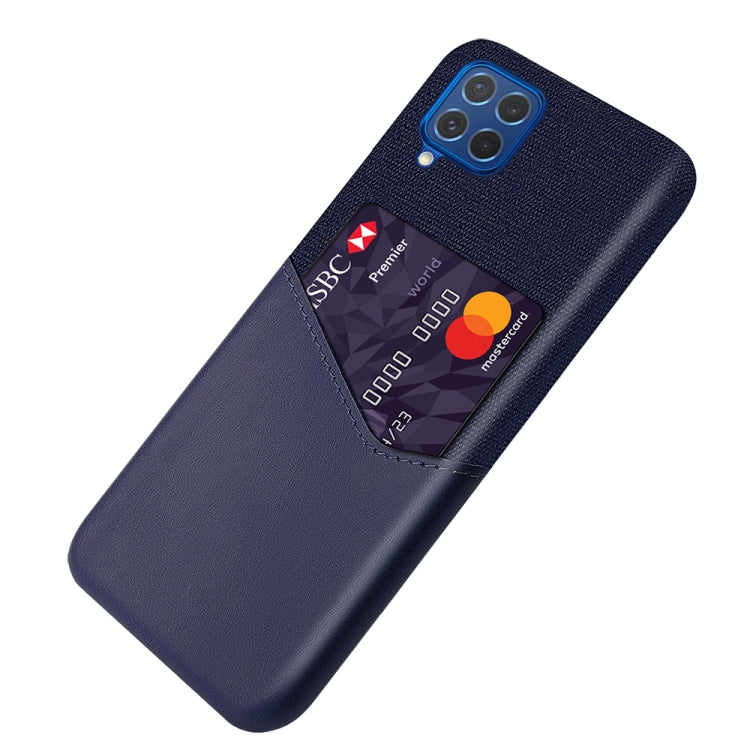 For Samsung Galaxy M62 Cloth Texture PC + PU Leather Back Cover Shockproof Case with Card Slot