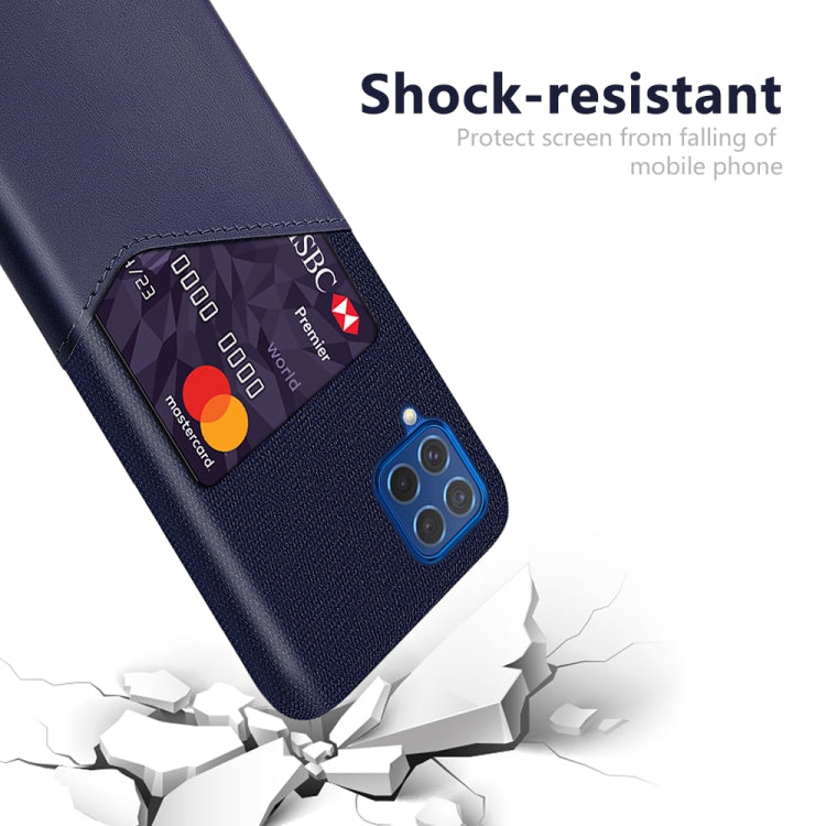 For Samsung Galaxy M62 Cloth Texture PC + PU Leather Back Cover Shockproof Case with Card Slot