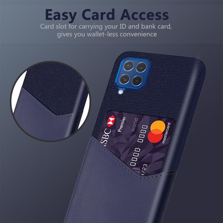 For Samsung Galaxy M62 Cloth Texture PC + PU Leather Back Cover Shockproof Case with Card Slot