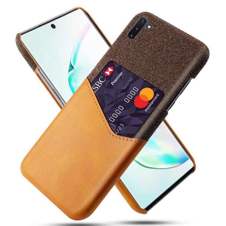 For Samsung Galaxy Note10 Cloth Texture PC + PU Leather Back Cover Shockproof Case with Card Slot
