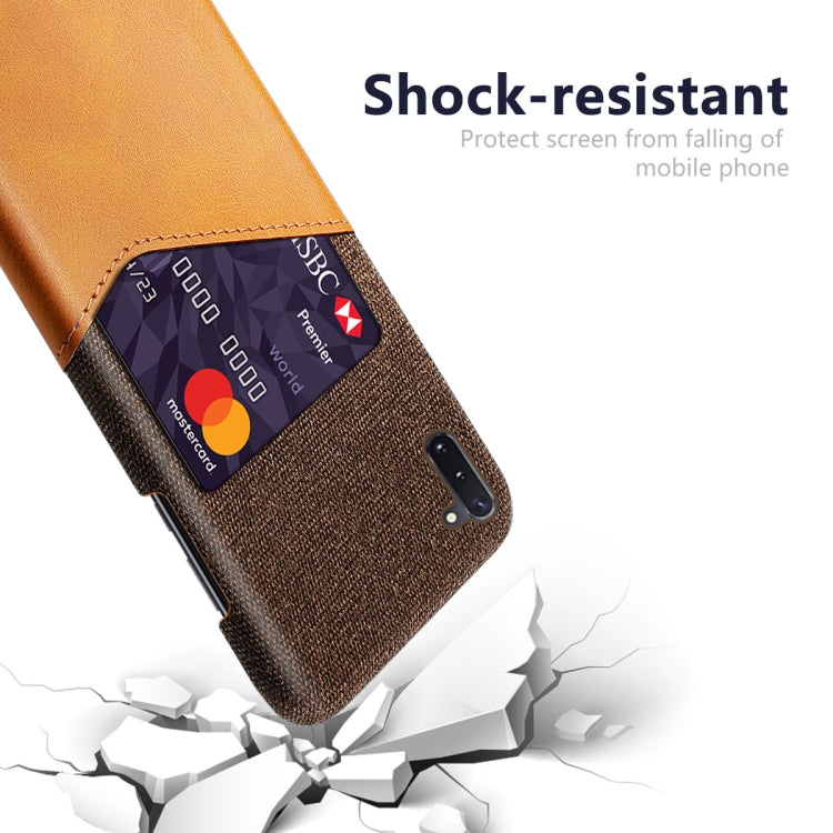 For Samsung Galaxy Note10 Cloth Texture PC + PU Leather Back Cover Shockproof Case with Card Slot