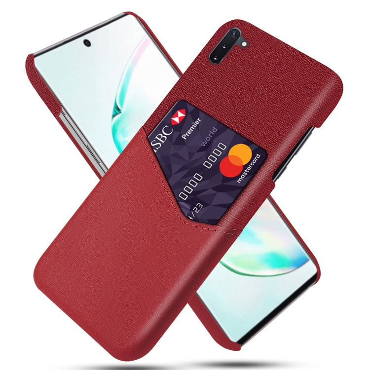 For Samsung Galaxy Note10 Cloth Texture PC + PU Leather Back Cover Shockproof Case with Card Slot