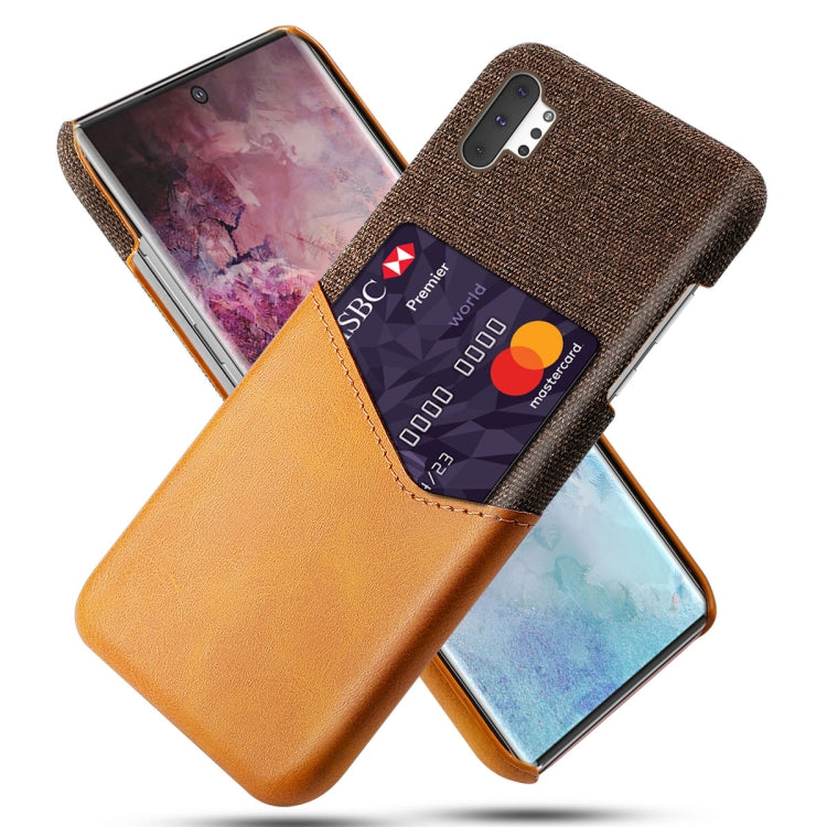 For Samsung Galaxy Note10+ Cloth Texture PC + PU Leather Back Cover Shockproof Case with Card Slot