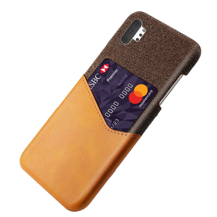 For Samsung Galaxy Note10+ Cloth Texture PC + PU Leather Back Cover Shockproof Case with Card Slot